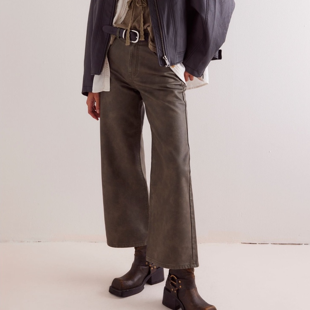 WE THE FREE MISHA VEGAN LEATHER PANTS CRYSTAL KELP